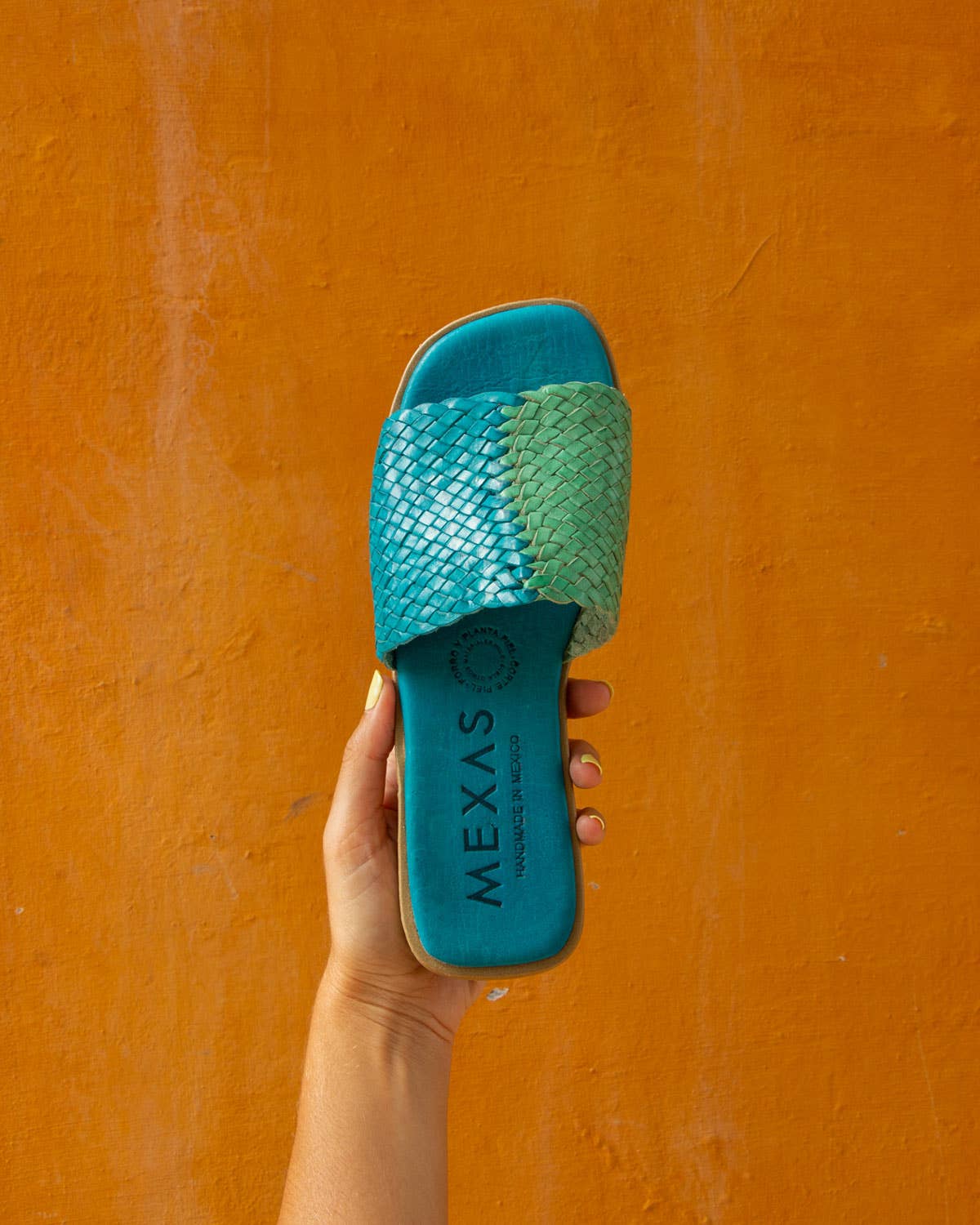 Chapala Menta - Mint and Blue Woven Flat Sandal