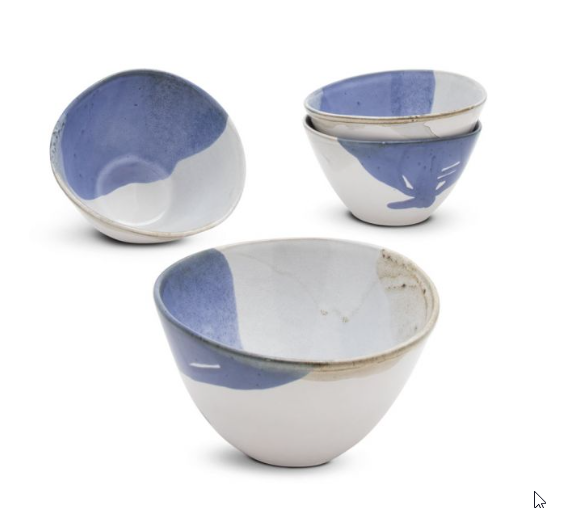 Blue and white handmade bowls
