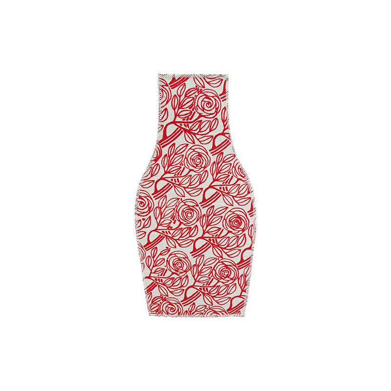 The Barceloning Born Roses Cotton Flower Vase, an eco-friendly white vase featuring a red rose and leaf design inspired by Barcelona modernist decor, is centered on a plain white background.