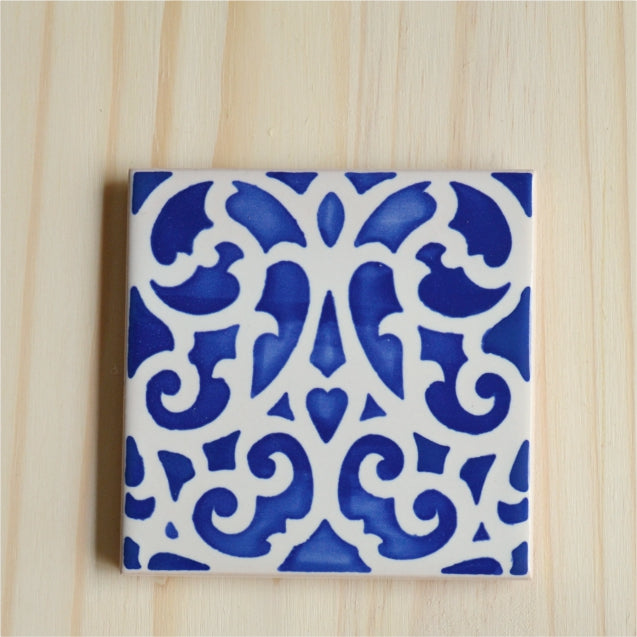 Cobalt tile #05 hand painted Portuguese tile design