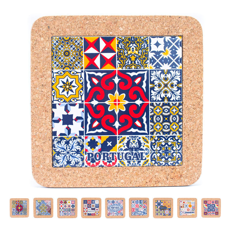 Cork Trivet with Portuguese Azulejo Print - L851 Set of 5（5units） | Trivets | Iberica - Pretty things from Portugal