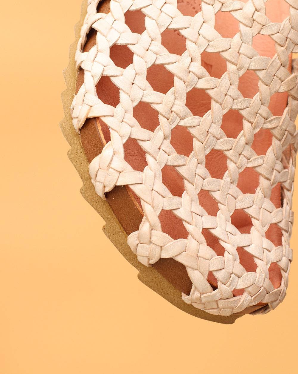 Puebla - Woven Light Brown Leather Mule with Bio Sole