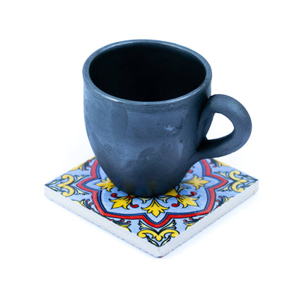 Tile-Inspired Ceramic & Cork Coasters - Set of 6