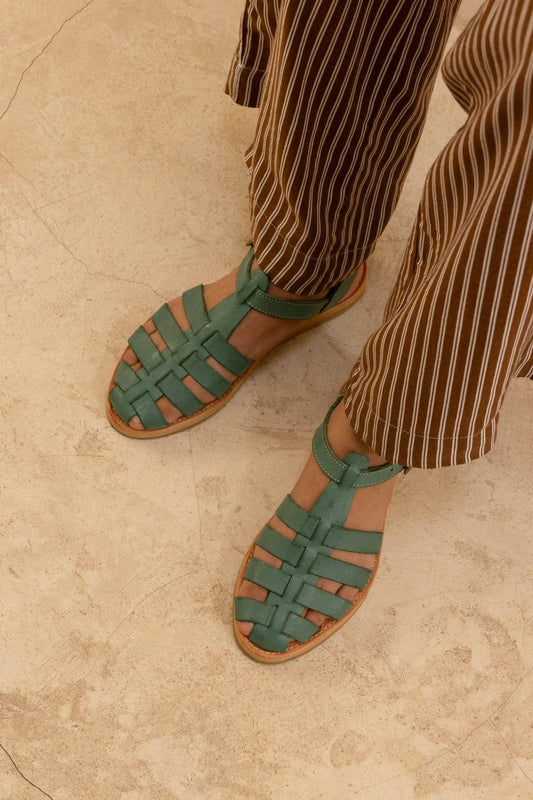 Green Chilaquiles - Green Leather Fisherman Sandals