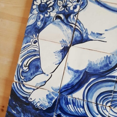 Angel Portuguese Tile Mural – Hand Painted Azulejo Ceramic Wall Panel