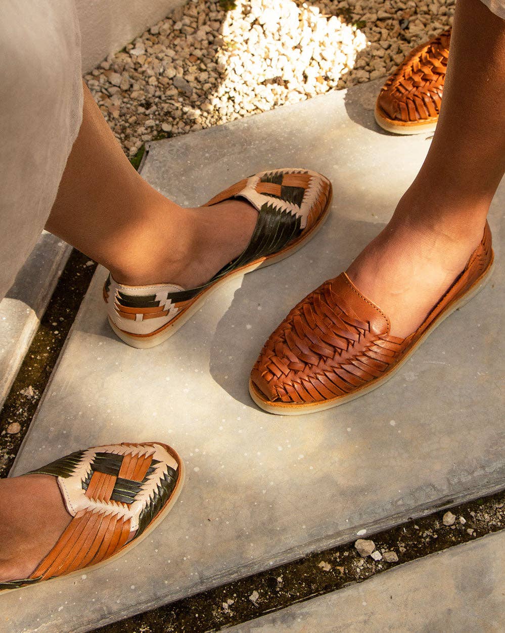 Chiapas - Green and Brown Leather Huarache