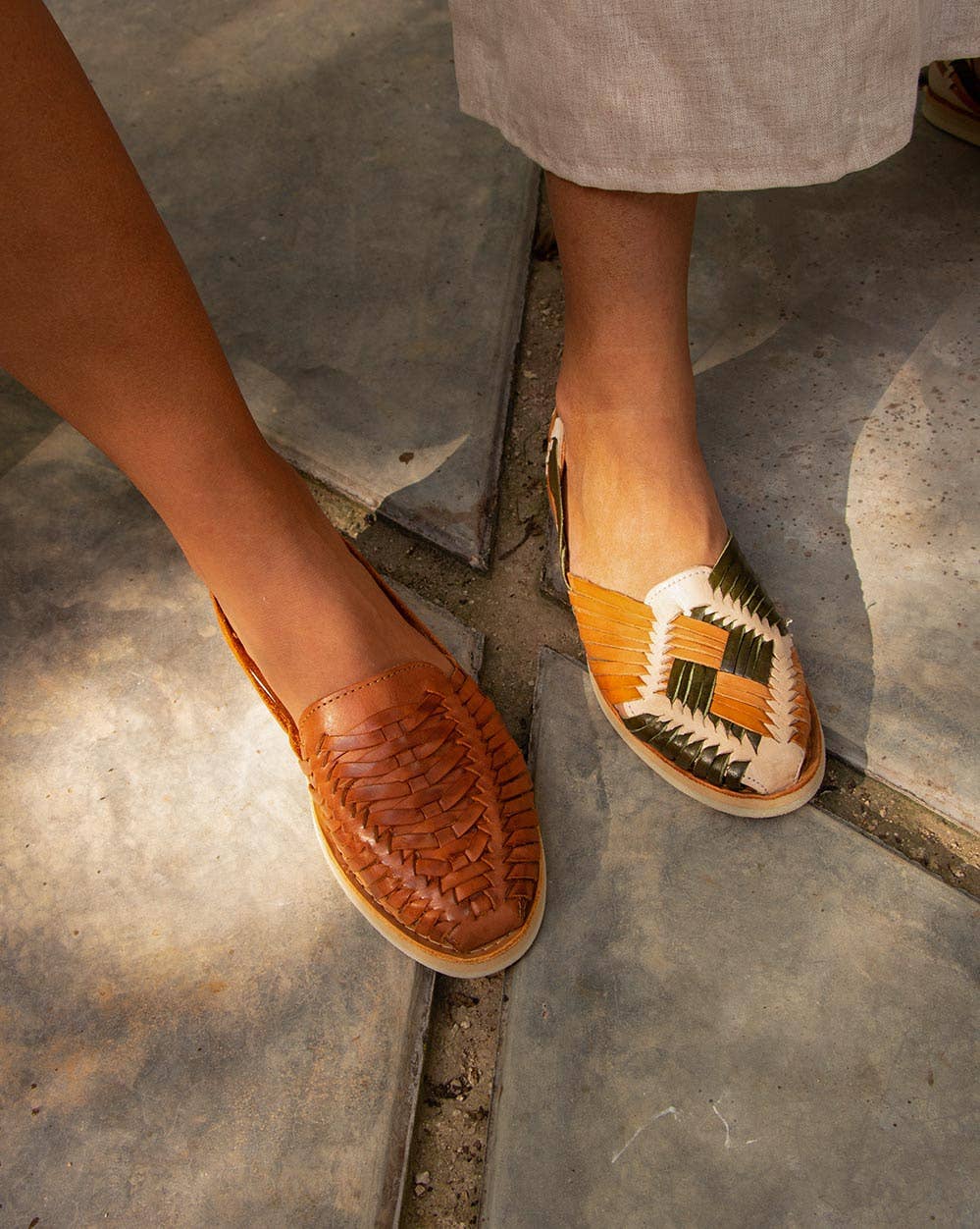 Chiapas - Green and Brown Leather Huarache