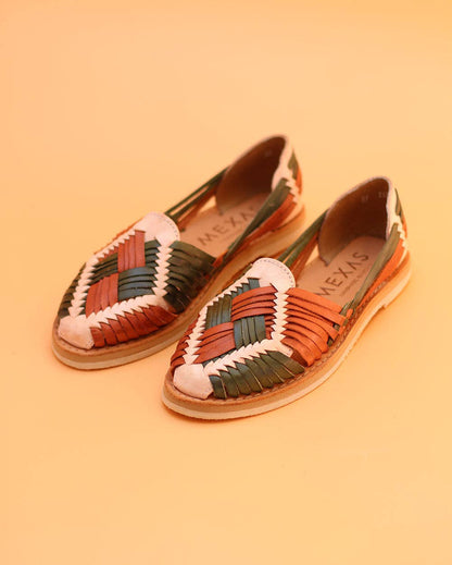 Chiapas - Green and Brown Leather Huarache