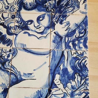 Angel Portuguese Tile Mural – Hand Painted Azulejo Ceramic Wall Panel