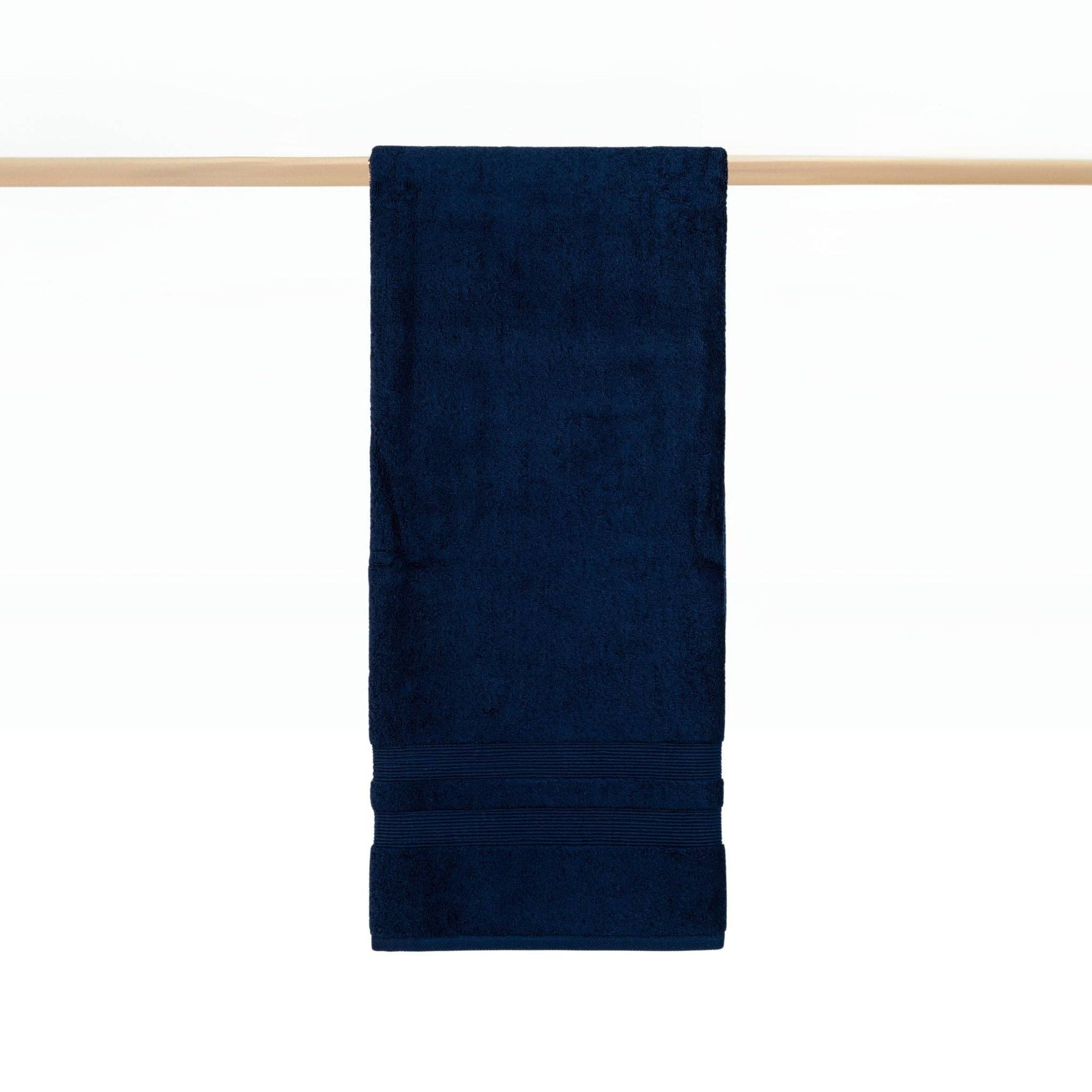 Cobalt blue bath sheet 100 × 150 cm, made in Portugal, front view.