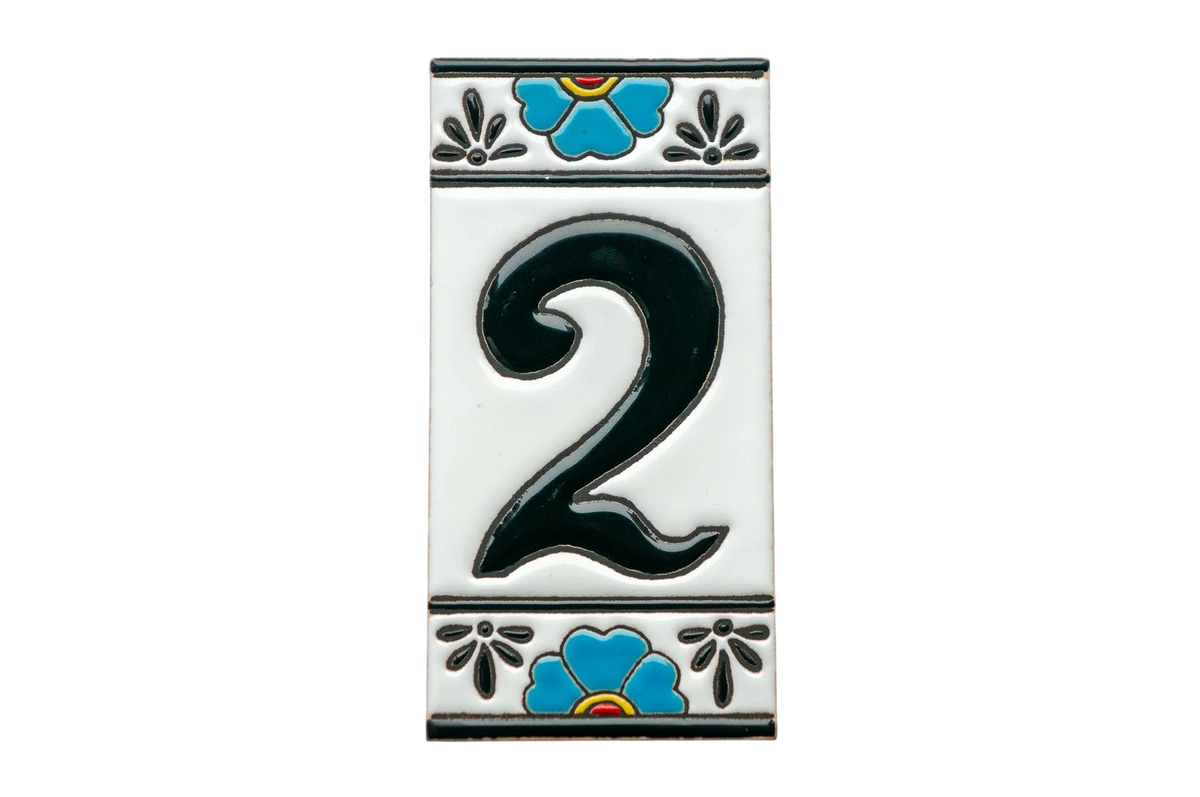Mexican Floral Ceramic House Number & Letter Tile