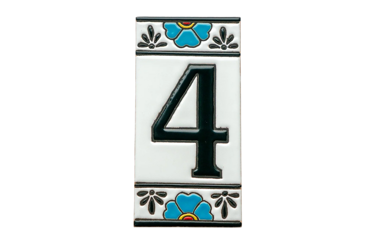 Mexican Floral Ceramic House Number & Letter Tile