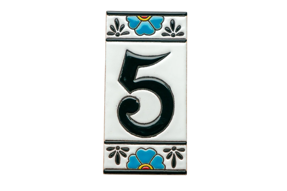 Mexican Floral Ceramic House Number & Letter Tile