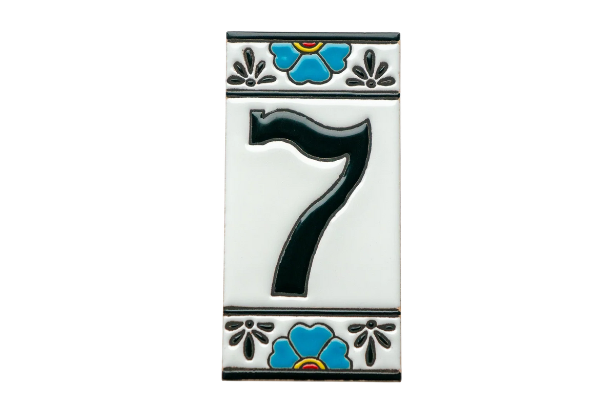 Mexican Floral Ceramic House Number & Letter Tile