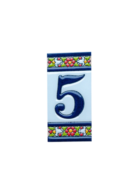 Large Floral Ceramic House Number & Letter Tile