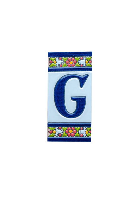 Large Floral Ceramic House Number & Letter Tile