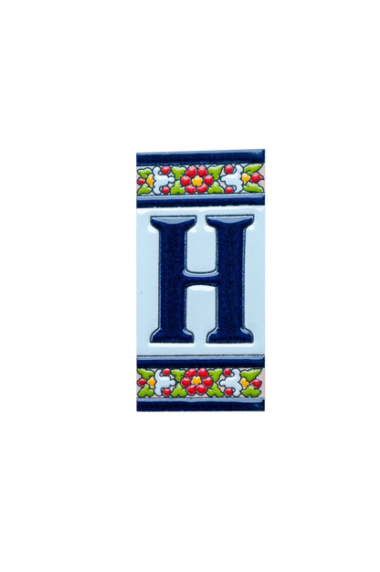 Large Floral Ceramic House Number & Letter Tile