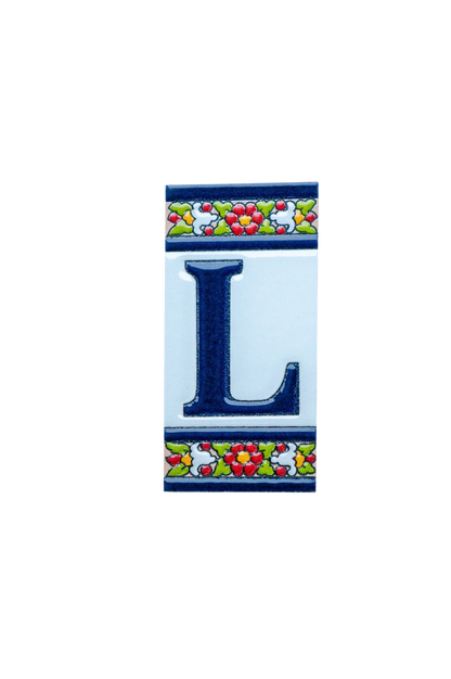Large Floral Ceramic House Number & Letter Tile