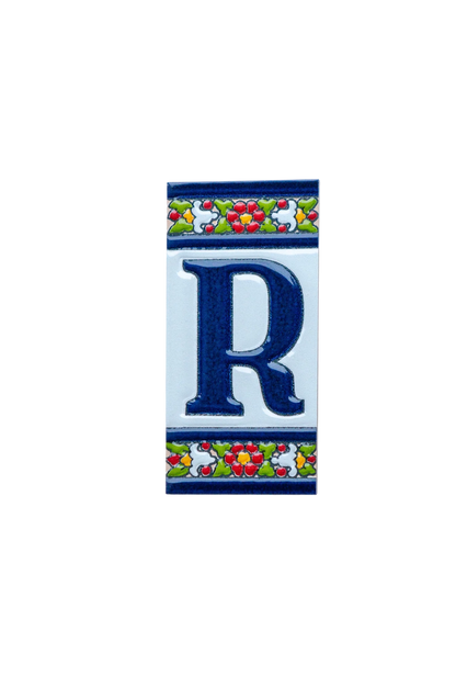 Large Floral Ceramic House Number & Letter Tile