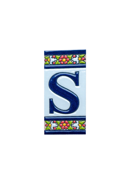 Large Floral Ceramic House Number & Letter Tile