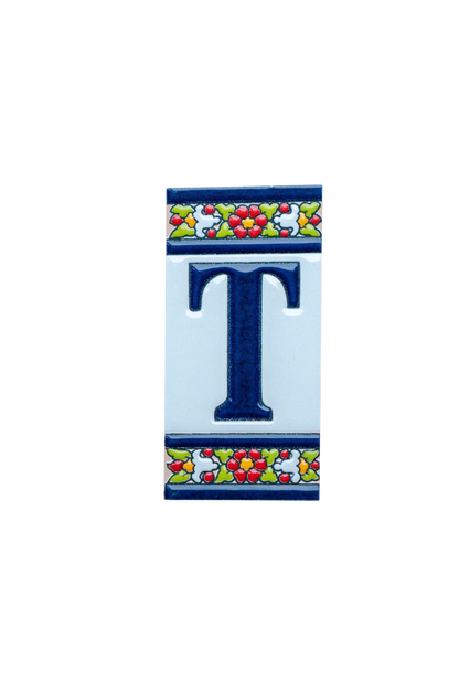 Large Floral Ceramic House Number & Letter Tile