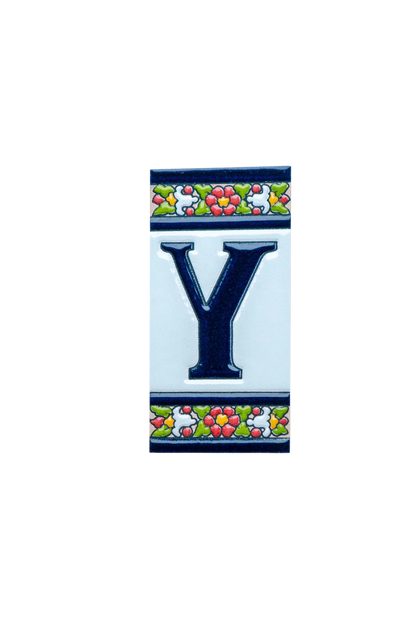 Large Floral Ceramic House Number & Letter Tile