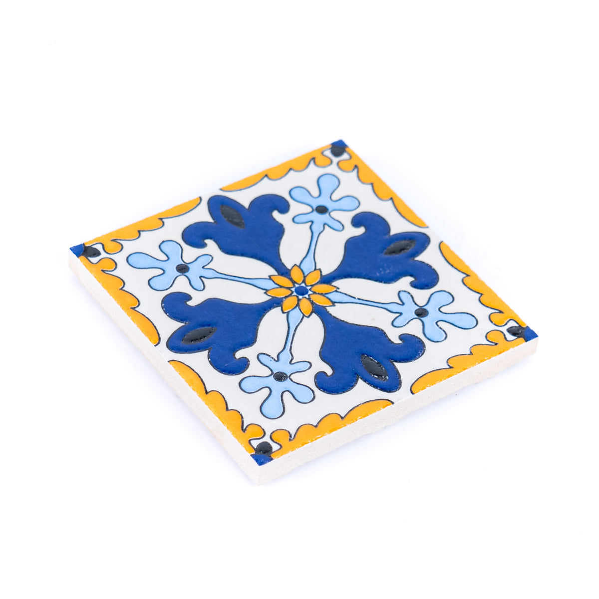 Elegant Portuguese Tile-Inspired Ceramic & Cork Coasters - Set of 8 L-1099