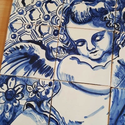 Angel Portuguese Tile Mural – Hand Painted Azulejo Ceramic Wall Panel