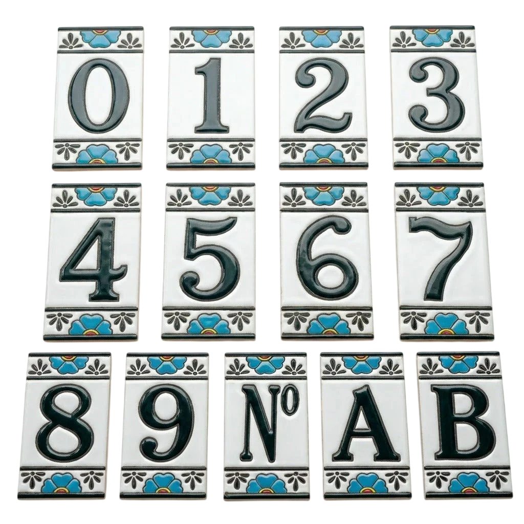 Mexican Floral Ceramic House Number & Letter Tile