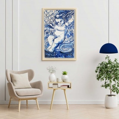Angel Portuguese Tile Mural – Hand Painted Azulejo Ceramic Wall Panel