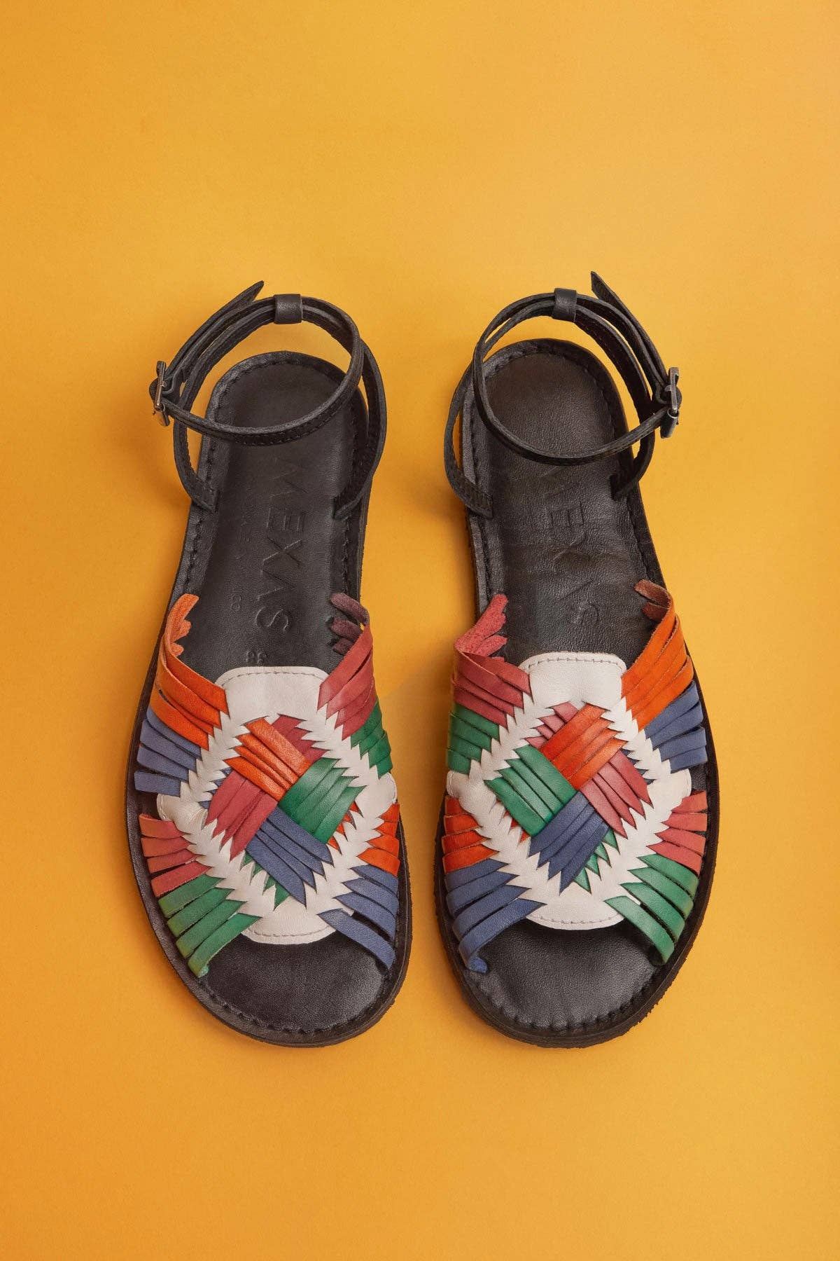 Alebrijes Black Leather Sandals