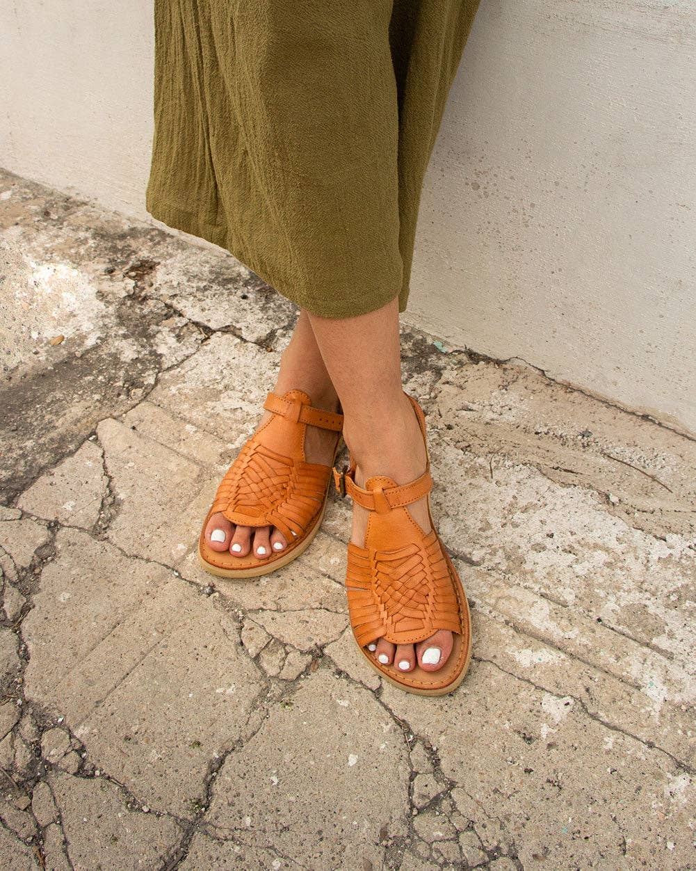 Azteca - Brown Leather Sandal with Ankle Straps