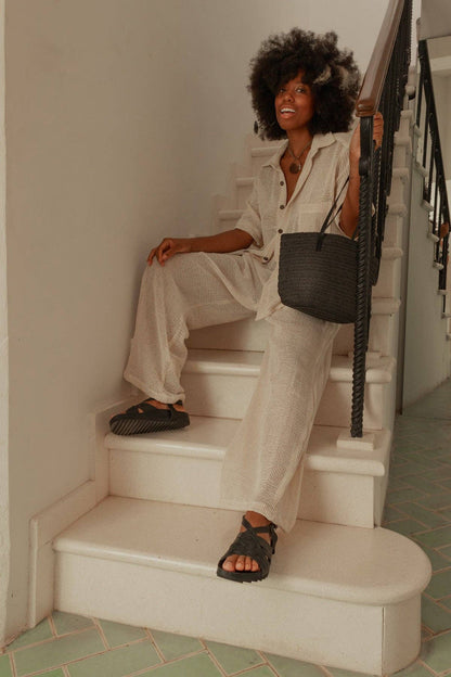 Mole - Black Leather Sandals For Wide Feet