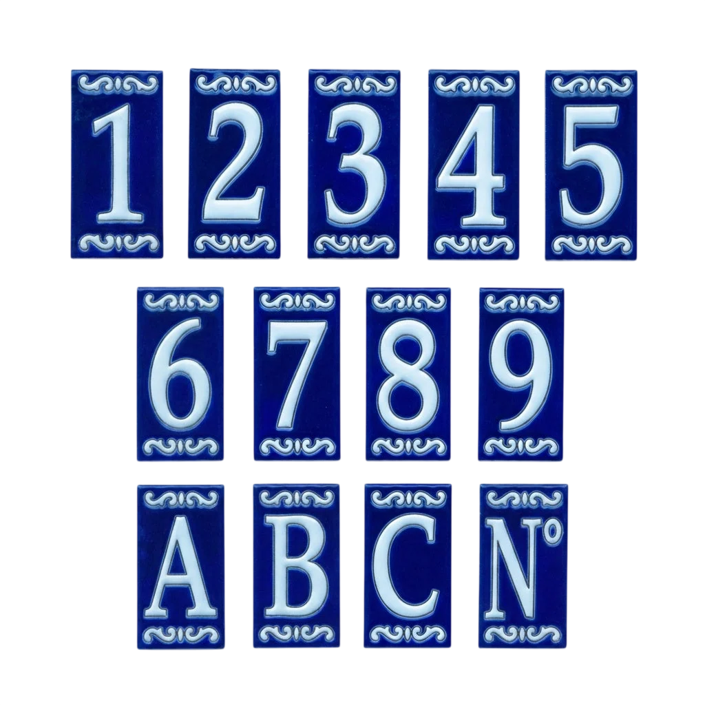 Cobalt Ceramic House Number & Letter Tile
