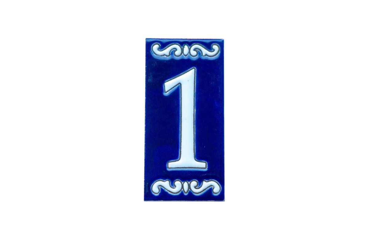 Cobalt Ceramic House Number & Letter Tile