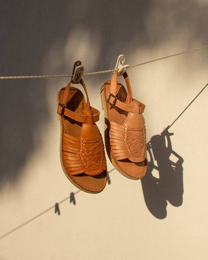 Azteca - Brown Leather Sandal with Ankle Straps