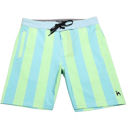 Futah x 38graus men's boardshorts in blue and green stripes, made in Portugal