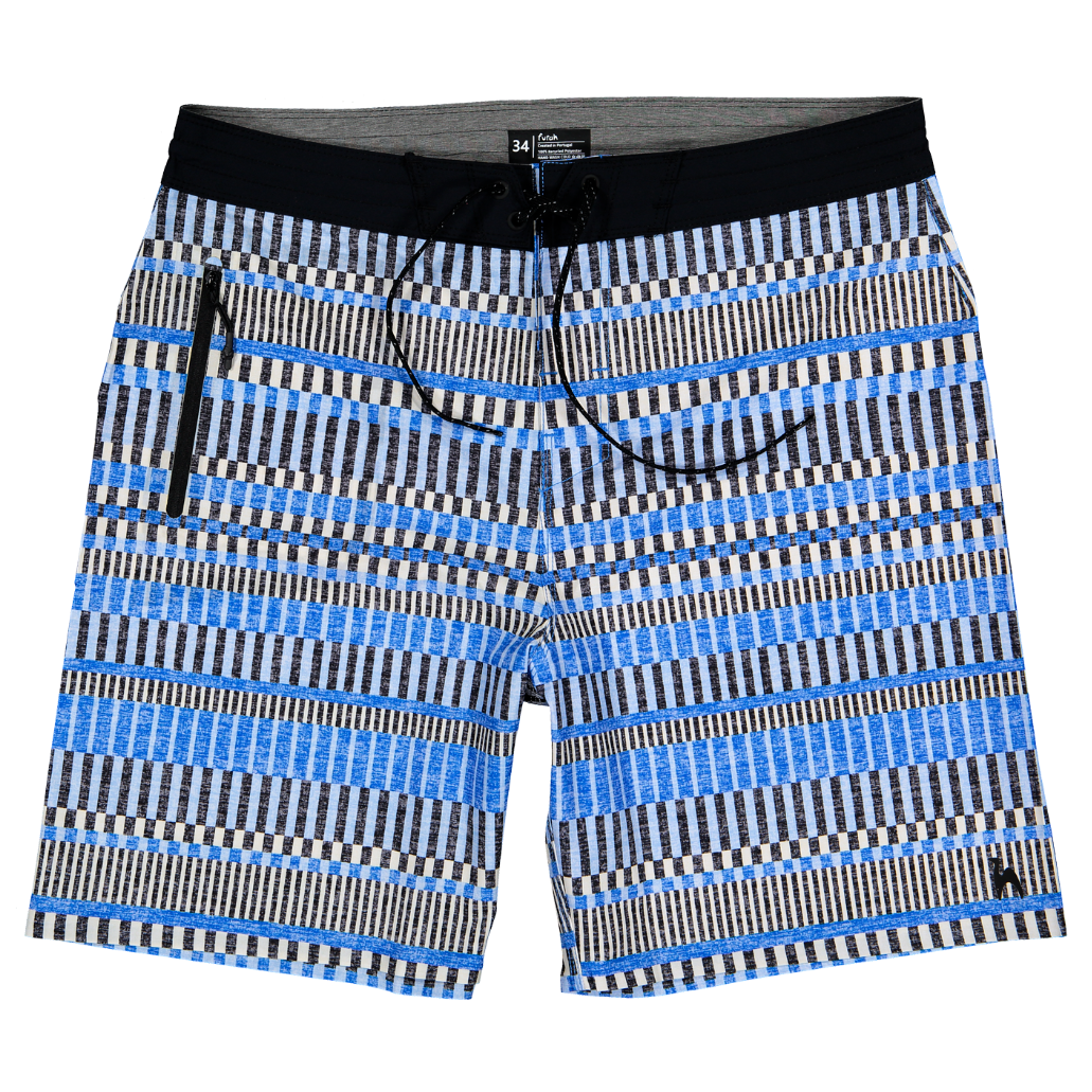 Futah Guincho Blue men's boardshorts with distinctive patterned design