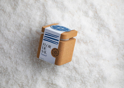 Portuguese Fleur de Sel in reusable natural cork and glass container