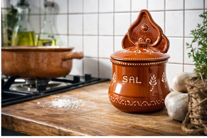 Painted Portuguese Clay Salt Cellar No.0