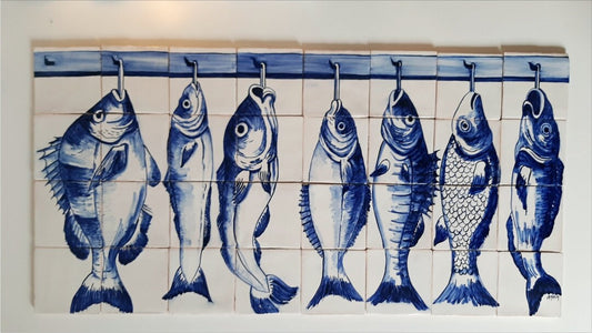 Hanging Fish Portuguese tiles mural